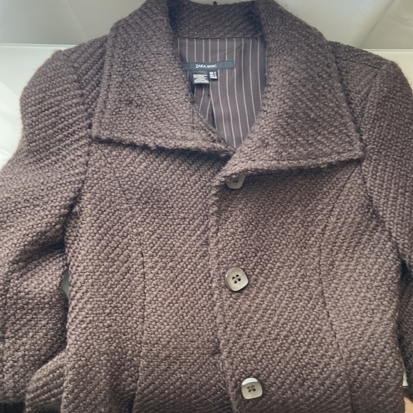 Zara - Collared Wool Jacket with Belt/Tie - Picture 5 of 5